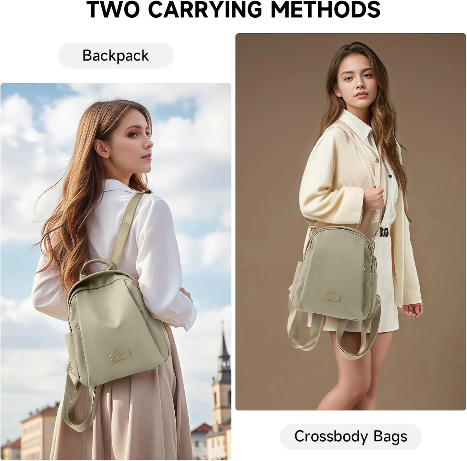 Mini Backpack Purse for Women Bohemian Casual Small Waterproof Anti-theft Handbags Travel Fashion Backpack Designer Ladies Shoulder Satchel Bags (Beige)