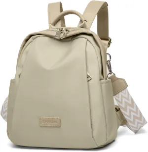 Mini Backpack Purse for Women Bohemian Casual Small Waterproof Anti-theft Handbags Travel Fashion Backpack Designer Ladies Shoulder Satchel Bags (Beige)