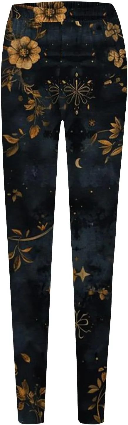 Miyaomn Stylish Boho Printed Leggings for Women Skinny Comfy Stretchy High Waisted Tights Workout Athletic Fitness Yoga Pants