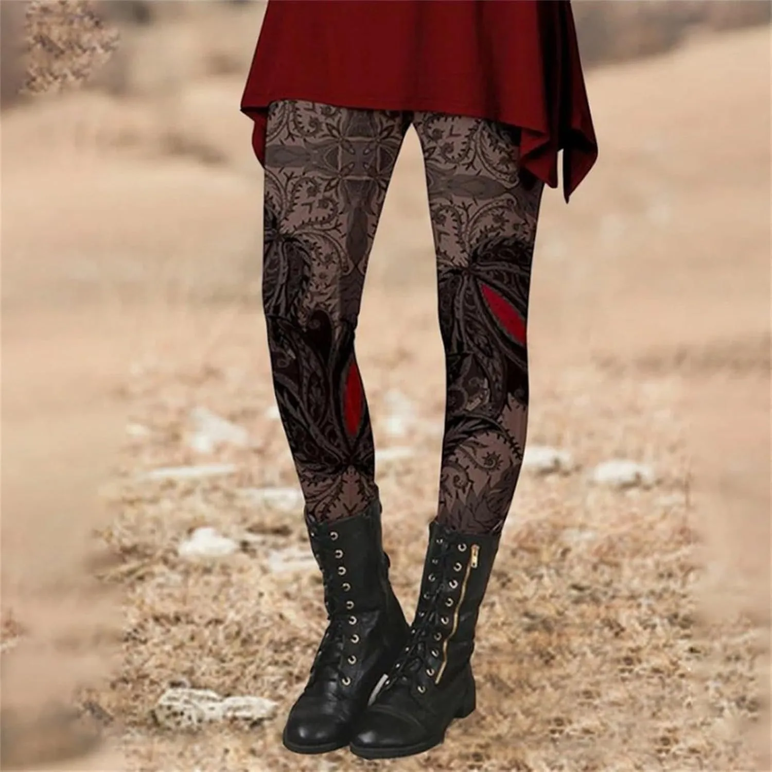 Miyaomn Stylish Boho Printed Leggings for Women Skinny Comfy Stretchy High Waisted Tights Workout Athletic Fitness Yoga Pants