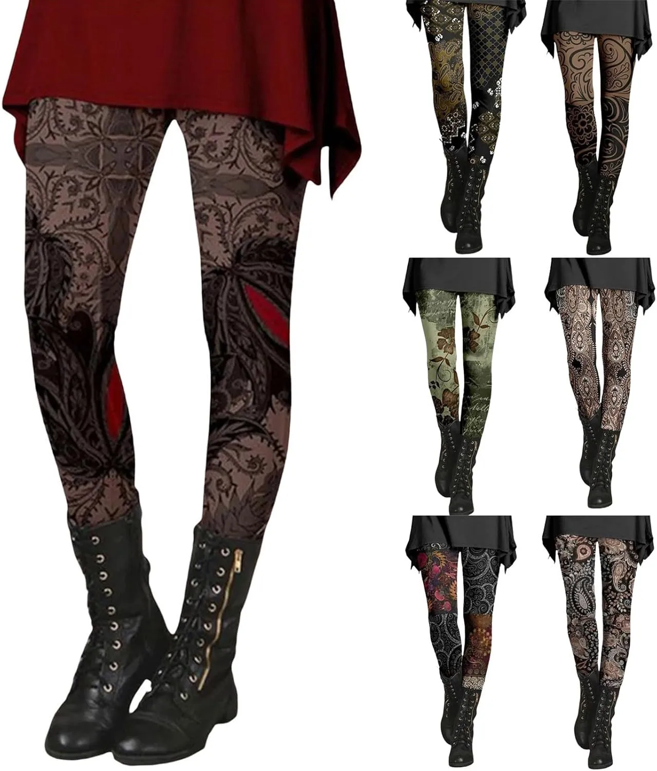 Miyaomn Stylish Boho Printed Leggings for Women Skinny Comfy Stretchy High Waisted Tights Workout Athletic Fitness Yoga Pants