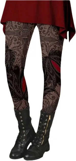 Miyaomn Stylish Boho Printed Leggings for Women Skinny Comfy Stretchy High Waisted Tights Workout Athletic Fitness Yoga Pants