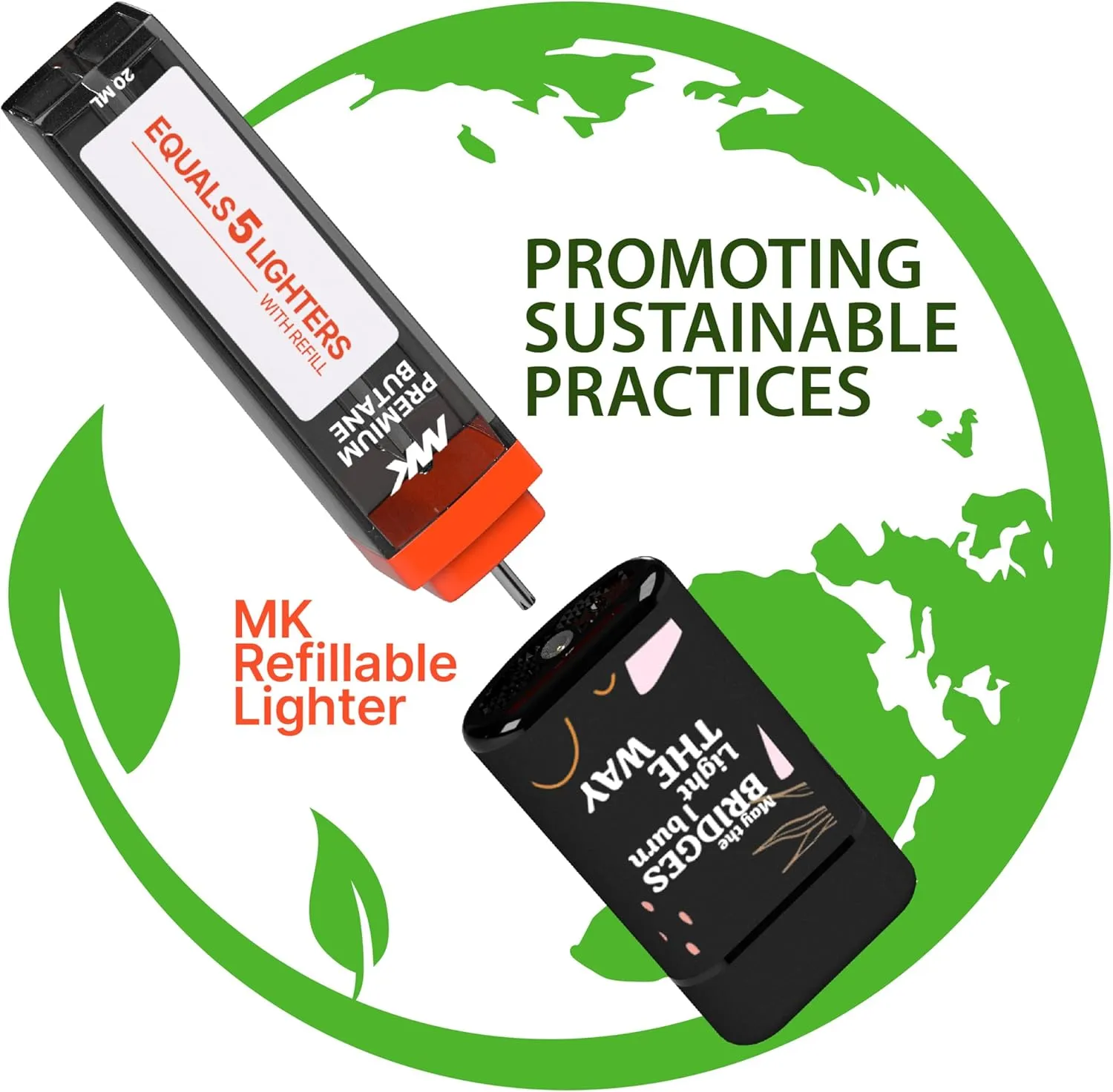 MK Lighter 5-Pack Torch Flame Pocket Lighters, Refillable and Multipurpose, Ideal for Candles, BBQ, Camping, and Everyday Use (Affirmation-5PC)