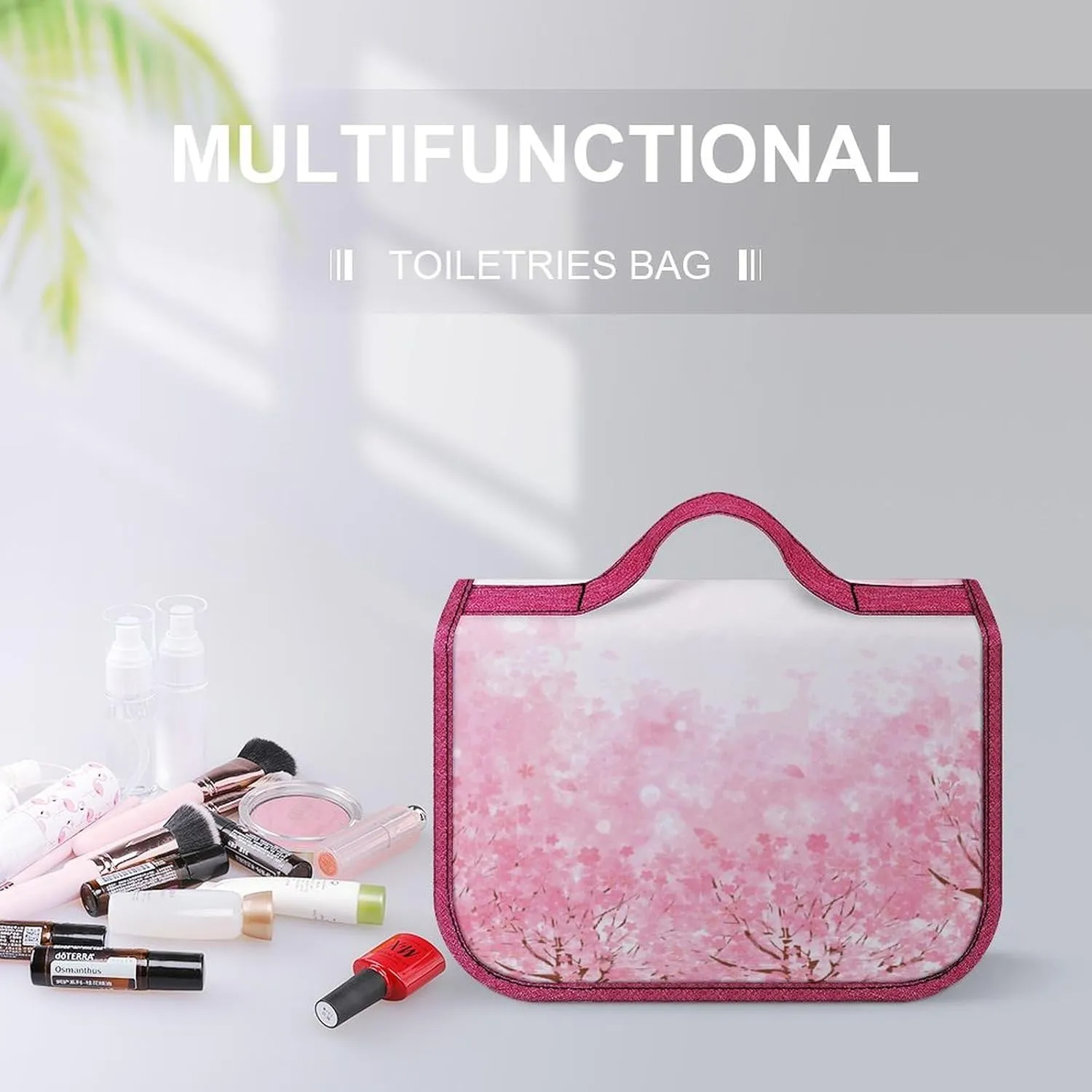 Modern Office,Toiletry Bag Hanging Travel Makeup Organizer,Modern Empty Office Interior,Cosmetic Makeup Bag for Full Sized Toiletries,Blue, Blue_15, 215-SDS0326MakeupBagA373