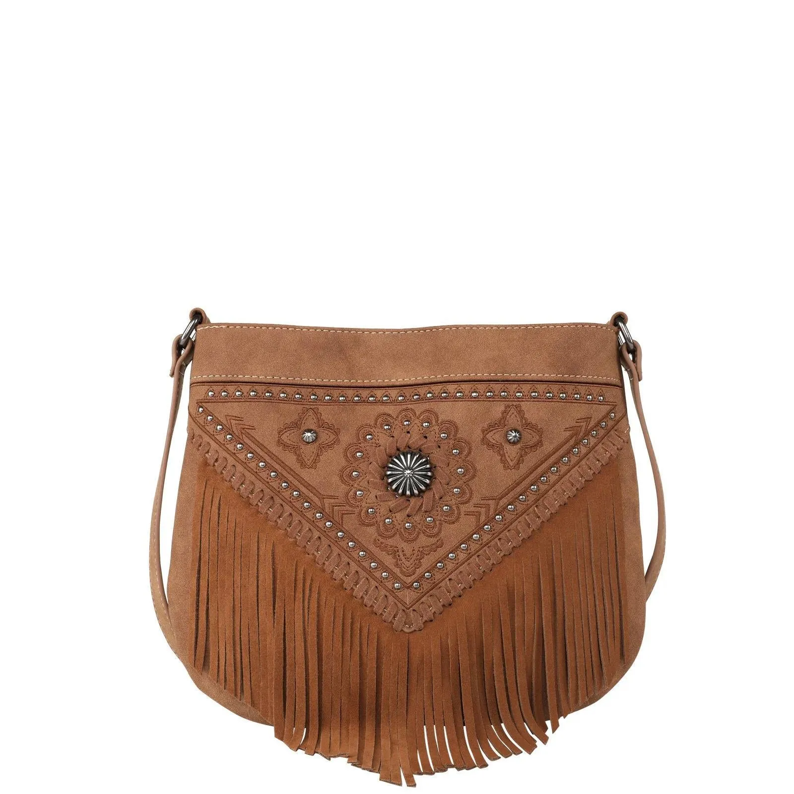 Montana West Concho Collection Concealed Carry Crossbody Bag - Brown - by Montana West