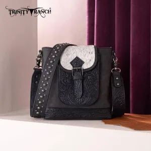 Montana West - TR185G-9360 Trinity Ranch Genuine Hair-On Cowhide Bag- Black