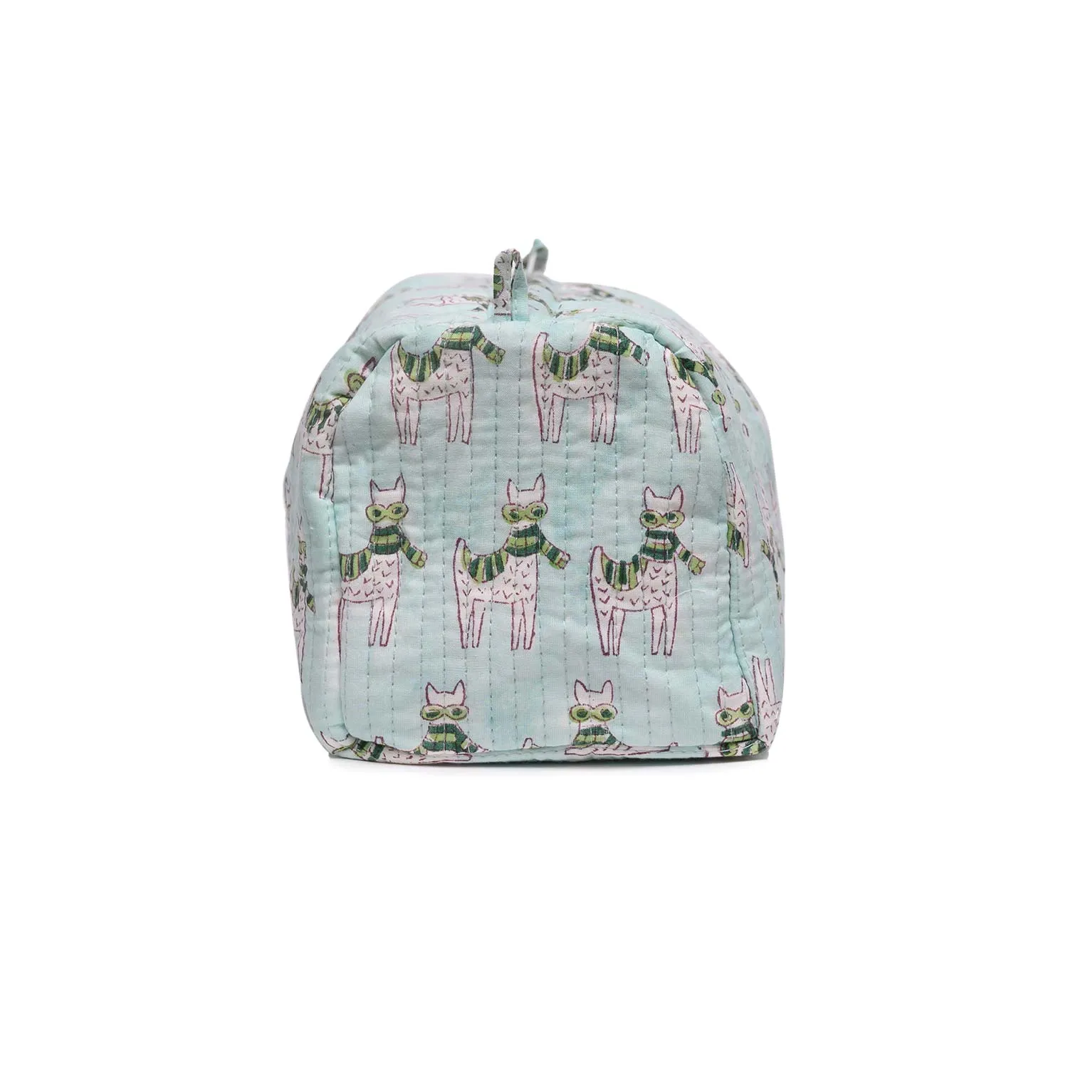 MOON WALK CAT BLUE BLOCK QUILTED TOILETRY POUCH