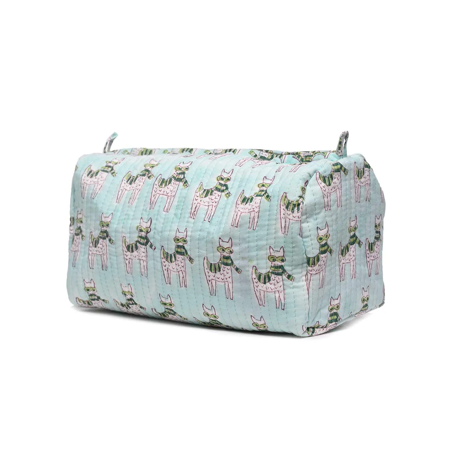 MOON WALK CAT BLUE BLOCK QUILTED TOILETRY POUCH