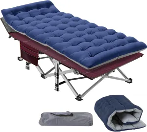 MOPHOTO Folding Camping Cot for Adults, Heavy Duty Sleeping Cot for Adults Portable Sleeping Bed Outdoor Cot Bed for Home Camp Office Use