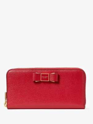 Morgan Bow Embellished Zip-around Continental Wallet