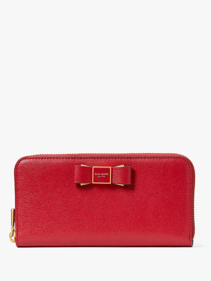 Morgan Bow Embellished Zip-around Continental Wallet