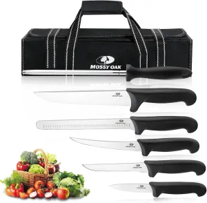 Mossy Oak Kitchen Knife Set, 6 PCS Chef Knives with Roll Bag, Sharp Stainless Steel Small Knife Set for Cutting Meat, Fruits & Vegetables, Practical Gifts Knife Set for Women Men Cooking Lovers