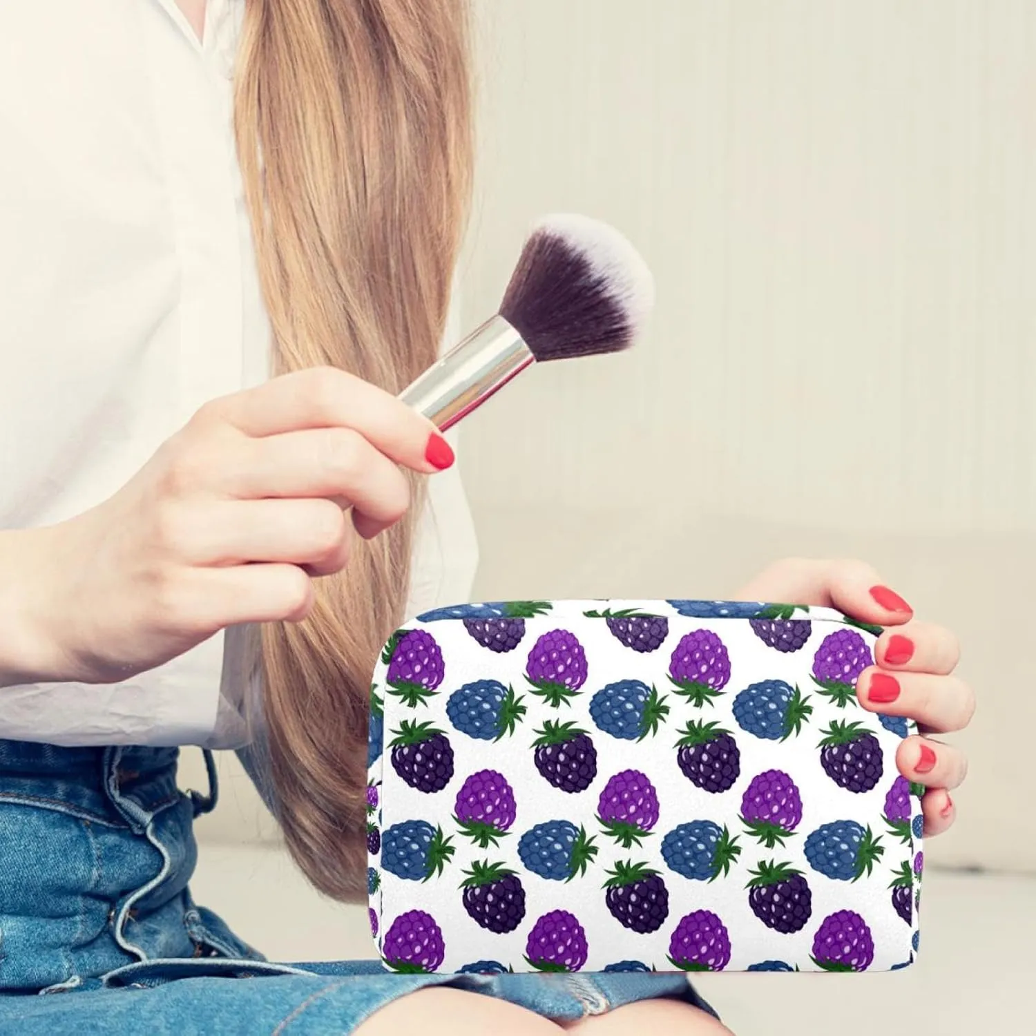 Mulberry Small Makeup Bags for Women Teen Girls, Makeup Storage Bag with Zipper Accessories Organizer Bag for Travelling
