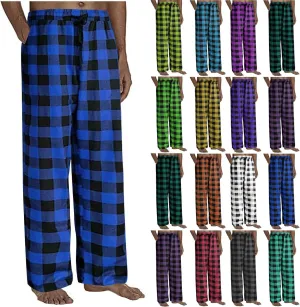 Muscularfit Mens Pants Casual Elastic Waist Plaid Lounge Sleep Pajama Pant with Pockets Flannel Sleepwear Loose Fit Trousers