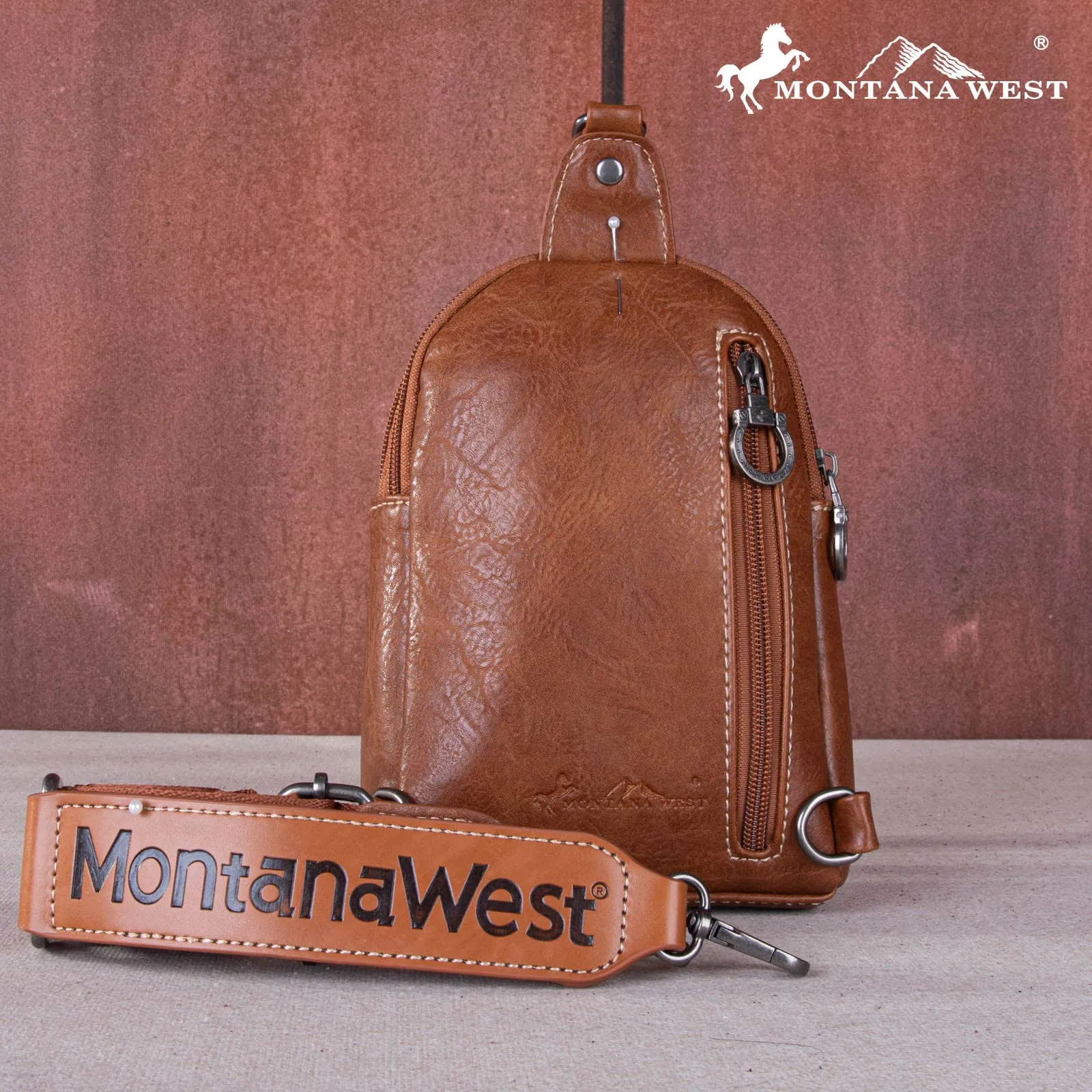 MW1133-210  Montana West Embroidered Feather Cut-Out Floral Sling Bag