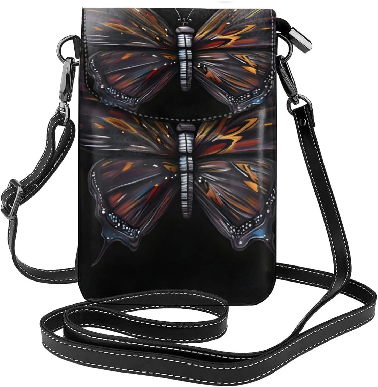Mystery Butterfly Zippered Crossbody Bag, Women'S Shoulder Bag With Card Slot, &Removable Shoulder Strap, 7.6 X 4.9 In.