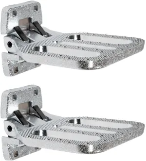 Mytee Products 2 Pack Zinc Alloy Folding Side Step for Trucks & Trailers, Chrome Plated Fold Down Utility Bed Body Step Safety Folding Grab Handle and Step for RV Camper Trailer RV Bus BS 1,350 lbs