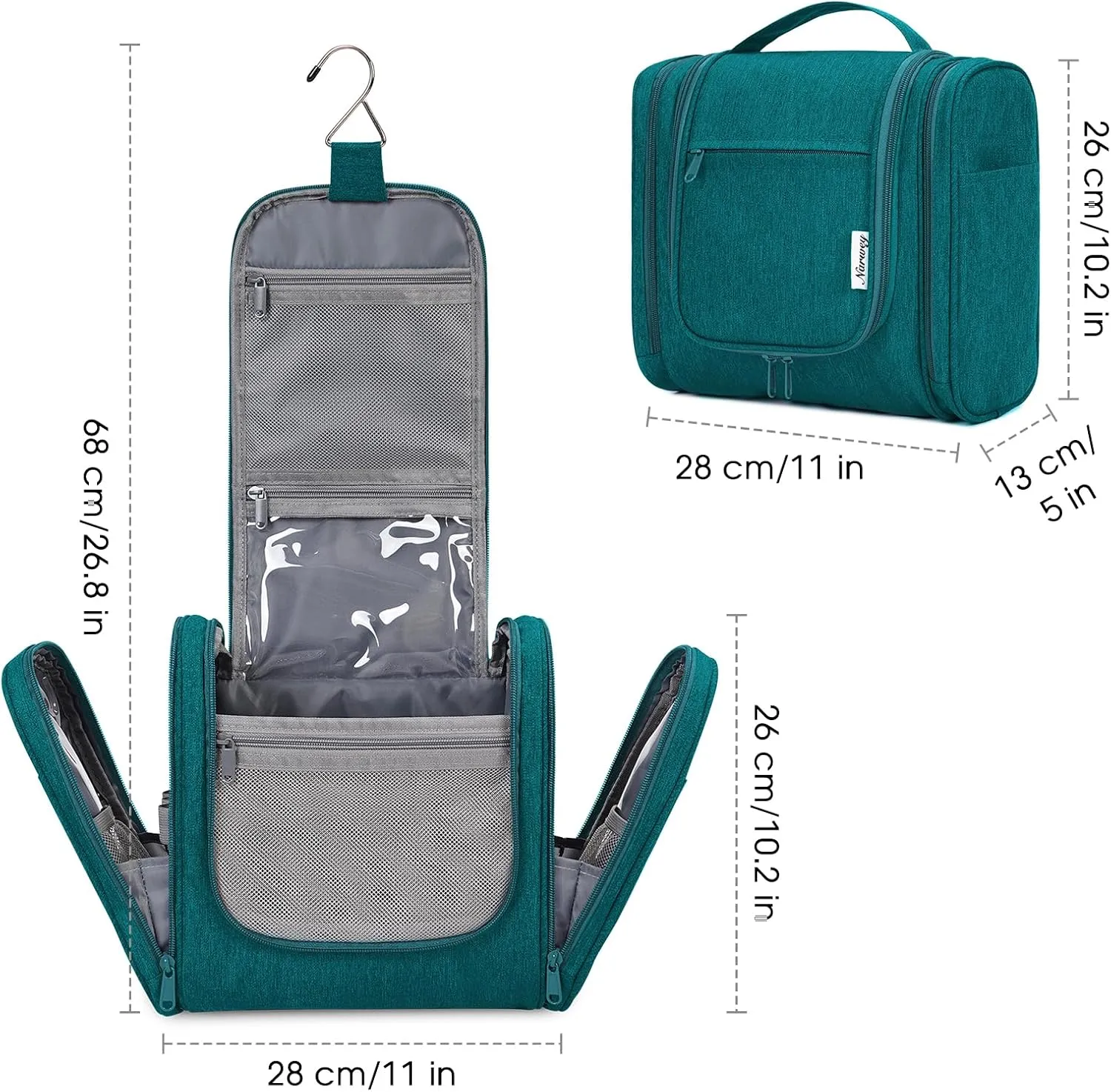 Narwey Hanging Toiletry Bag for Women Travel Makeup Bag Organizer Toiletries Bag for Cosmetics Essentials Accessories