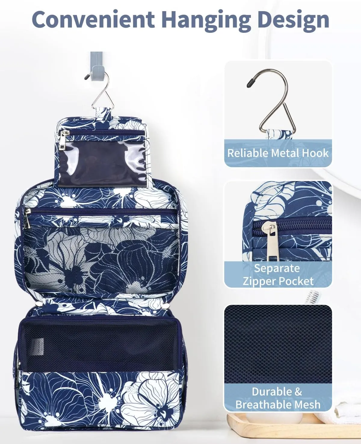 Narwey Hanging Travel Toiletry Bag Cosmetic Make up Organizer for Women and Girls Waterproof