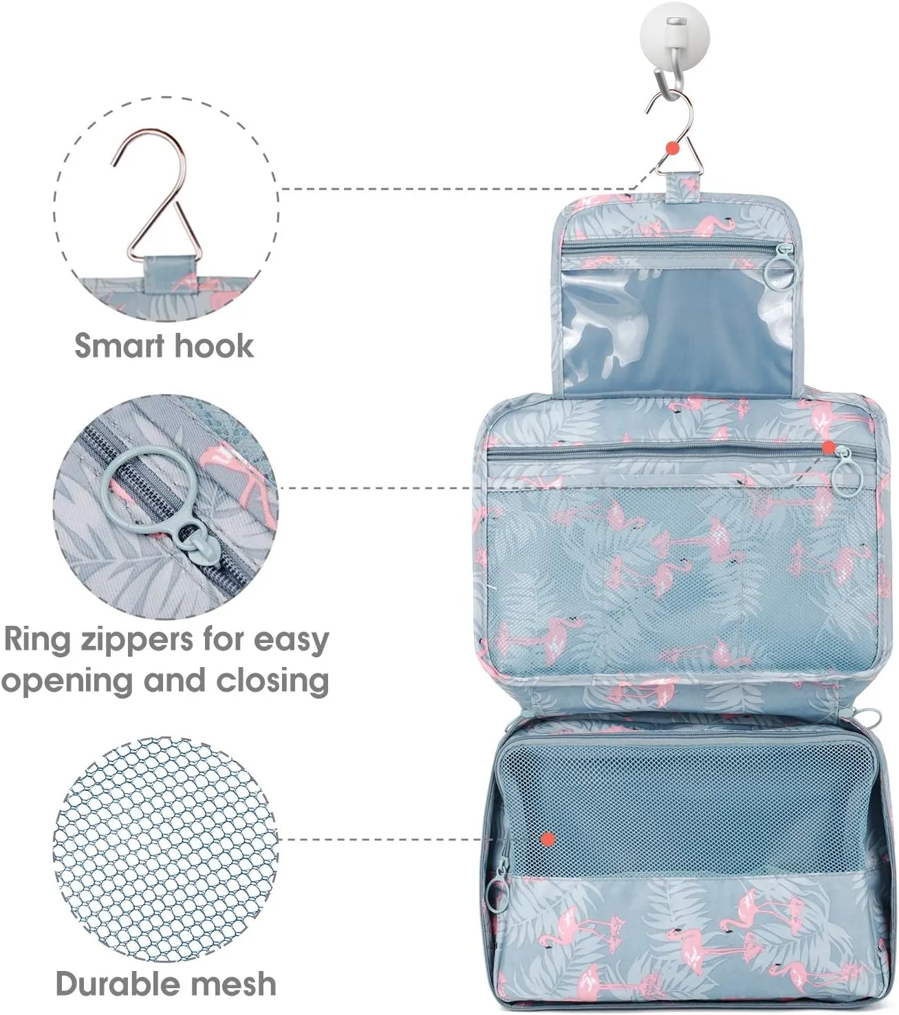 Narwey Hanging Travel Toiletry Bag Cosmetic Make up Organizer for Women and Girls Waterproof
