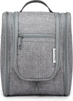 Narwey Small Hanging Travel Toiletry Bag Cosmetic Make up Organizer for Women and Men (Medium, Grey)