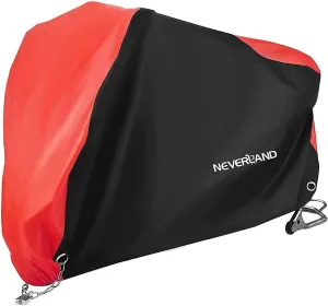 NEVERLAND Motorcycle Cover Waterproof Outdoor - Motorbike Scooter Covers Heavy Duty Medium with Lock-Holes, Bandage, Storage Bag Compatible with Harley Davidson Kawasaki Yamaha Honda Grom (Up to 86”)