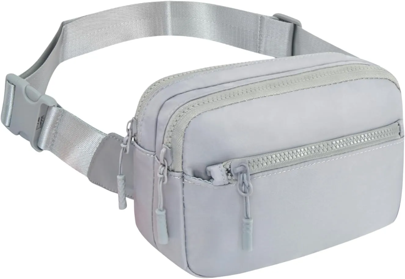 NGIL Crossbody Belt bag for Woman, Crossbody Pack, Small Belt Pack for Women, Workout, Traveling, Running Hip Bag, Hiking Waist Bag with Adjustable Strap (Ash Gray)
