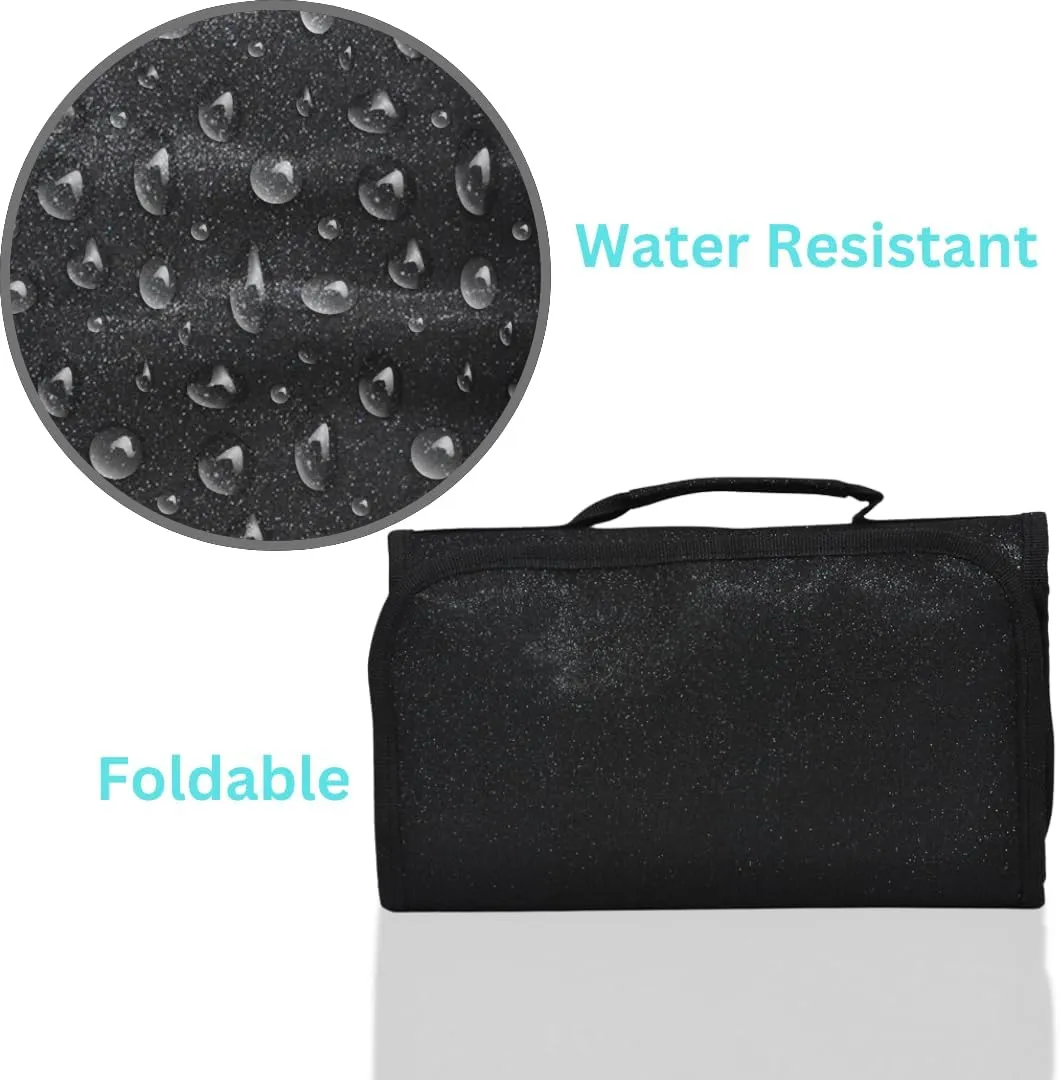 NGIL Glitter Travel Hanging Toiletry Bag for Cheerleaders and Dance Teams, Toiletry Organizer and Toiletry Bag for Women, Cosmetic Travel Bag(Glitter-Black)