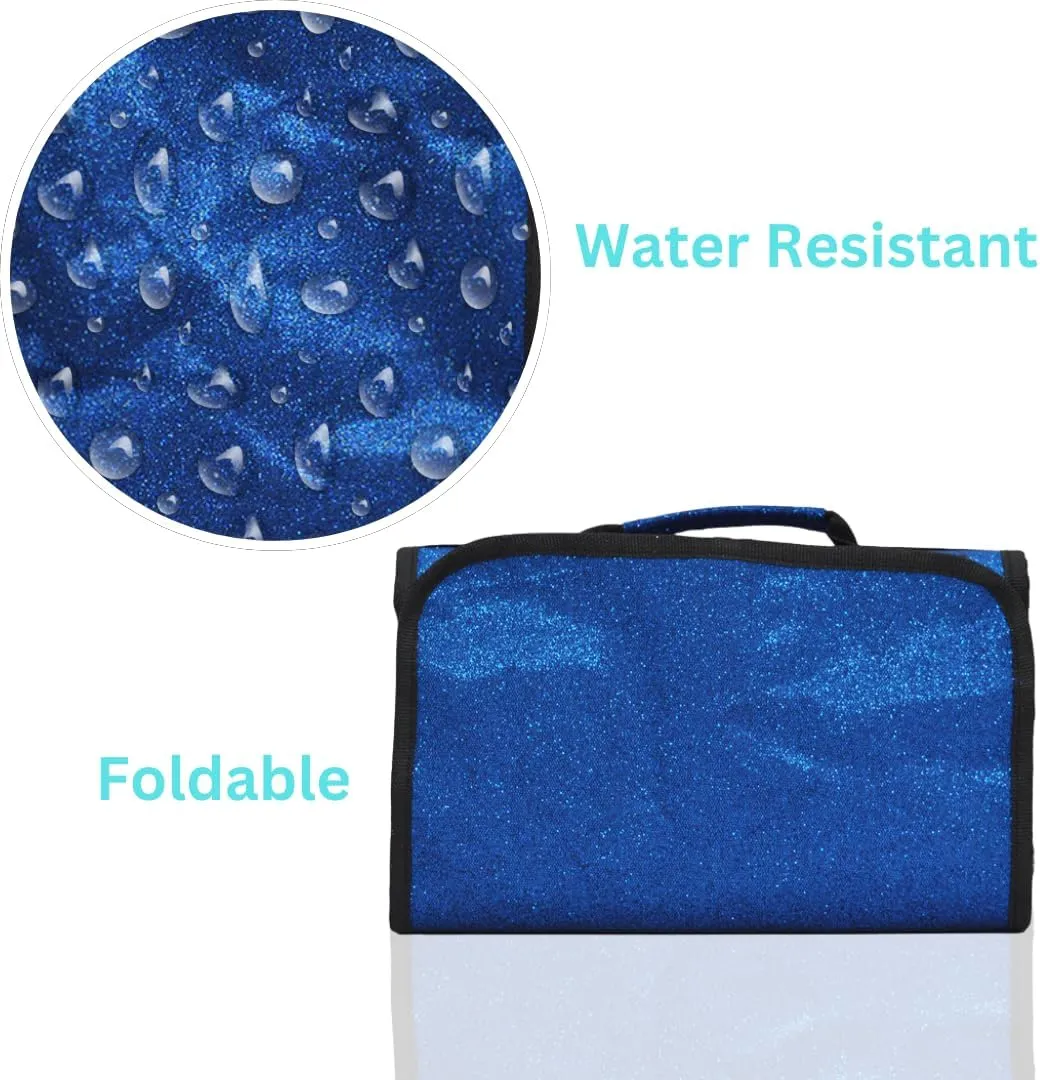 NGIL Glitter Travel Hanging Toiletry Bag for Cheerleaders and Dance Teams, Toiletry Organizer and Toiletry Bag for Women, Cosmetic Travel Bag(Glitter-Royal Blue)