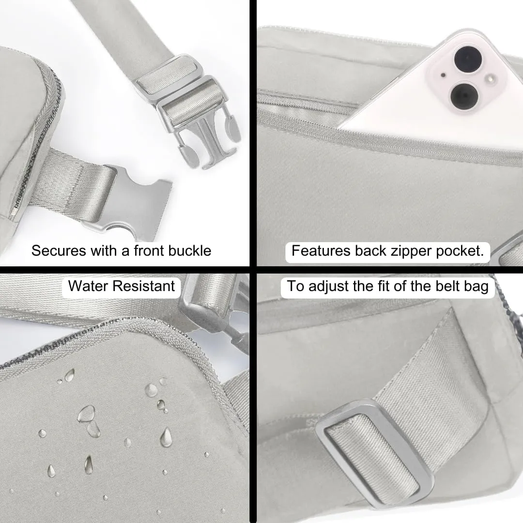 NGIL Mini Belt Bag for Women Crossbody Pack Workout Traveling Running Hiking Waist Bag with Adjustable Strap(Light Gray)