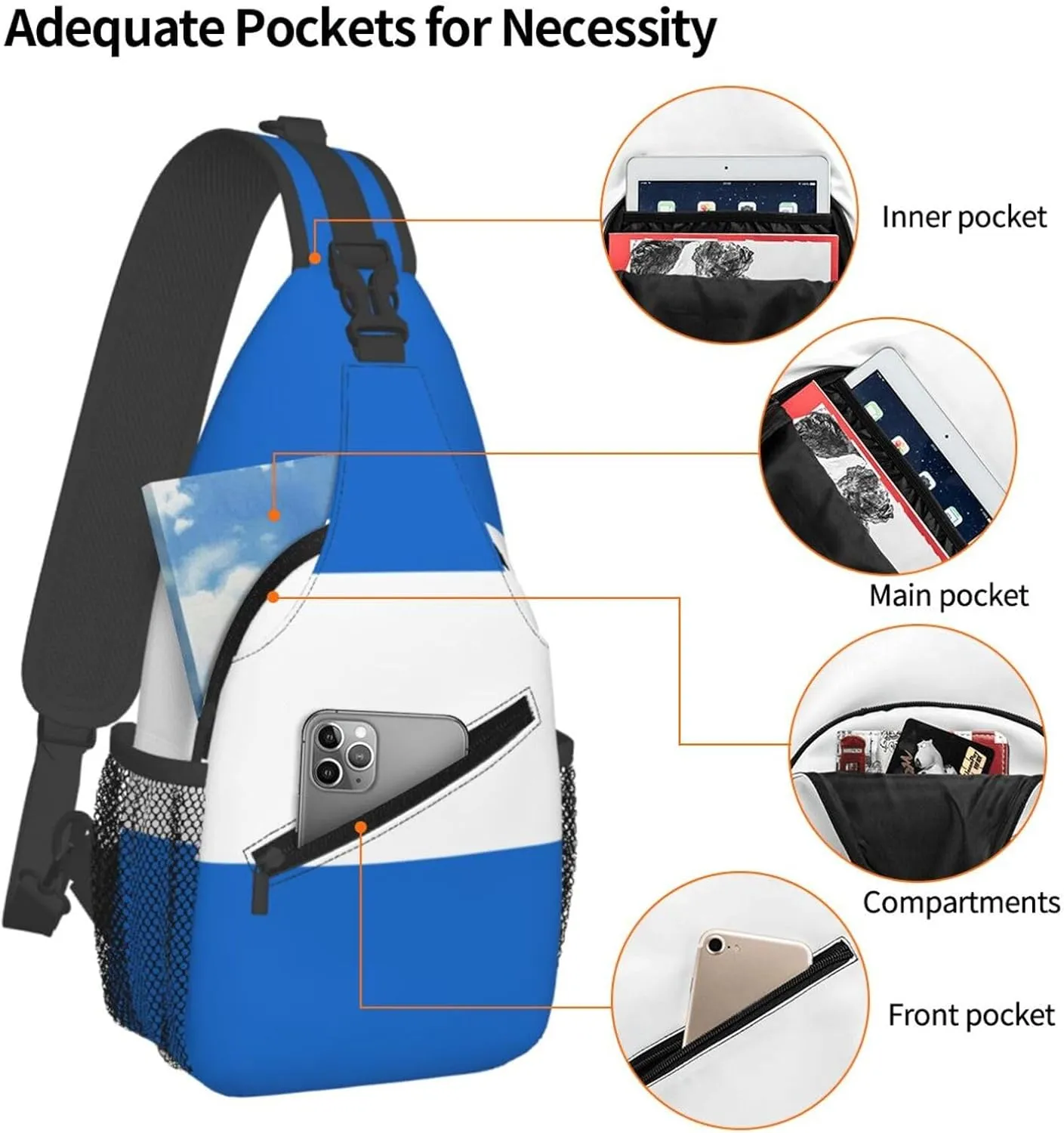 Nicaragua Flag Crossbody Bags Sling Backpack Cross Chest Bag Sports Shoulder Bag Gym Fanny Pack Adjustable Cycling Daypack Diagonally Rucksack for Running