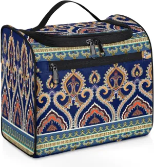 Noble National Pattern makeup brush wash bag cosmetic bag with Zipper Pocket and Handle Travel Makeup Organizer Bag toiletry bags for traveling women men Ladies Girls