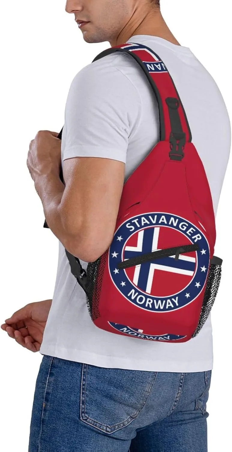Norway Norwegian Flag Crossbody Bags Sling Backpack Cross Chest Bag Sports Shoulder Bag Gym Fanny Pack Adjustable Cycling Daypack Diagonally Rucksack for Running