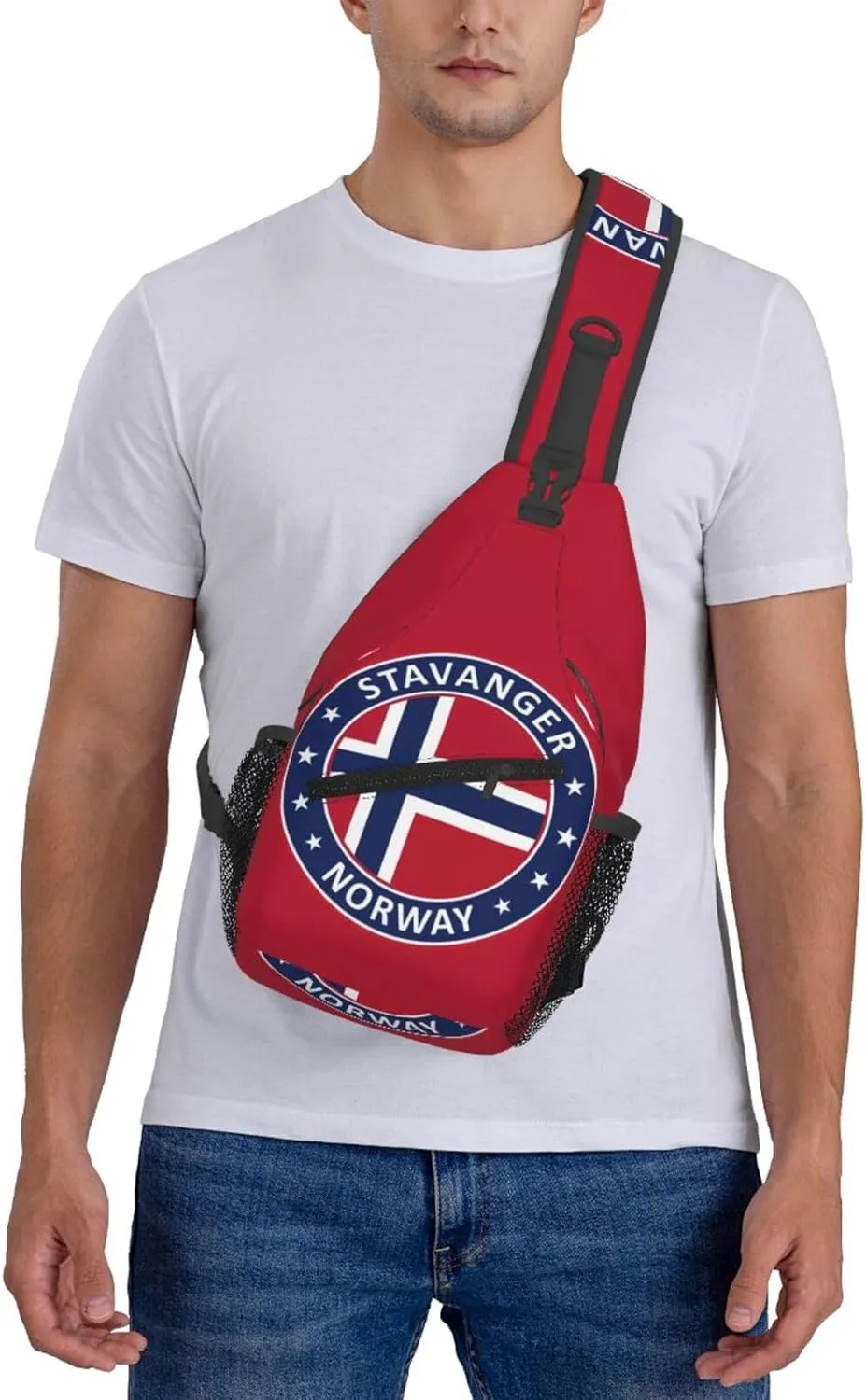 Norway Norwegian Flag Crossbody Bags Sling Backpack Cross Chest Bag Sports Shoulder Bag Gym Fanny Pack Adjustable Cycling Daypack Diagonally Rucksack for Running