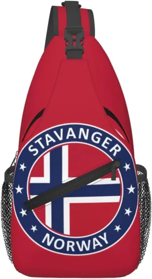 Norway Norwegian Flag Crossbody Bags Sling Backpack Cross Chest Bag Sports Shoulder Bag Gym Fanny Pack Adjustable Cycling Daypack Diagonally Rucksack for Running