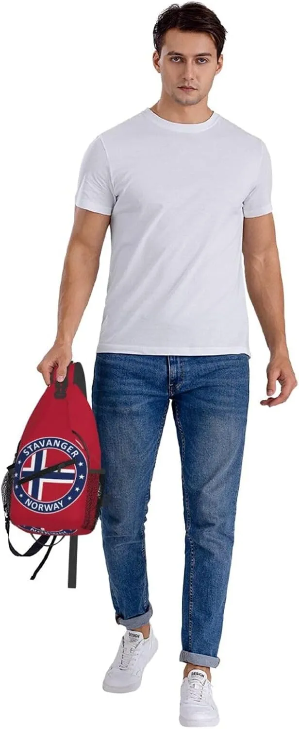 Norway Norwegian Flag Crossbody Bags Sling Backpack Cross Chest Bag Sports Shoulder Bag Gym Fanny Pack Adjustable Cycling Daypack Diagonally Rucksack for Running