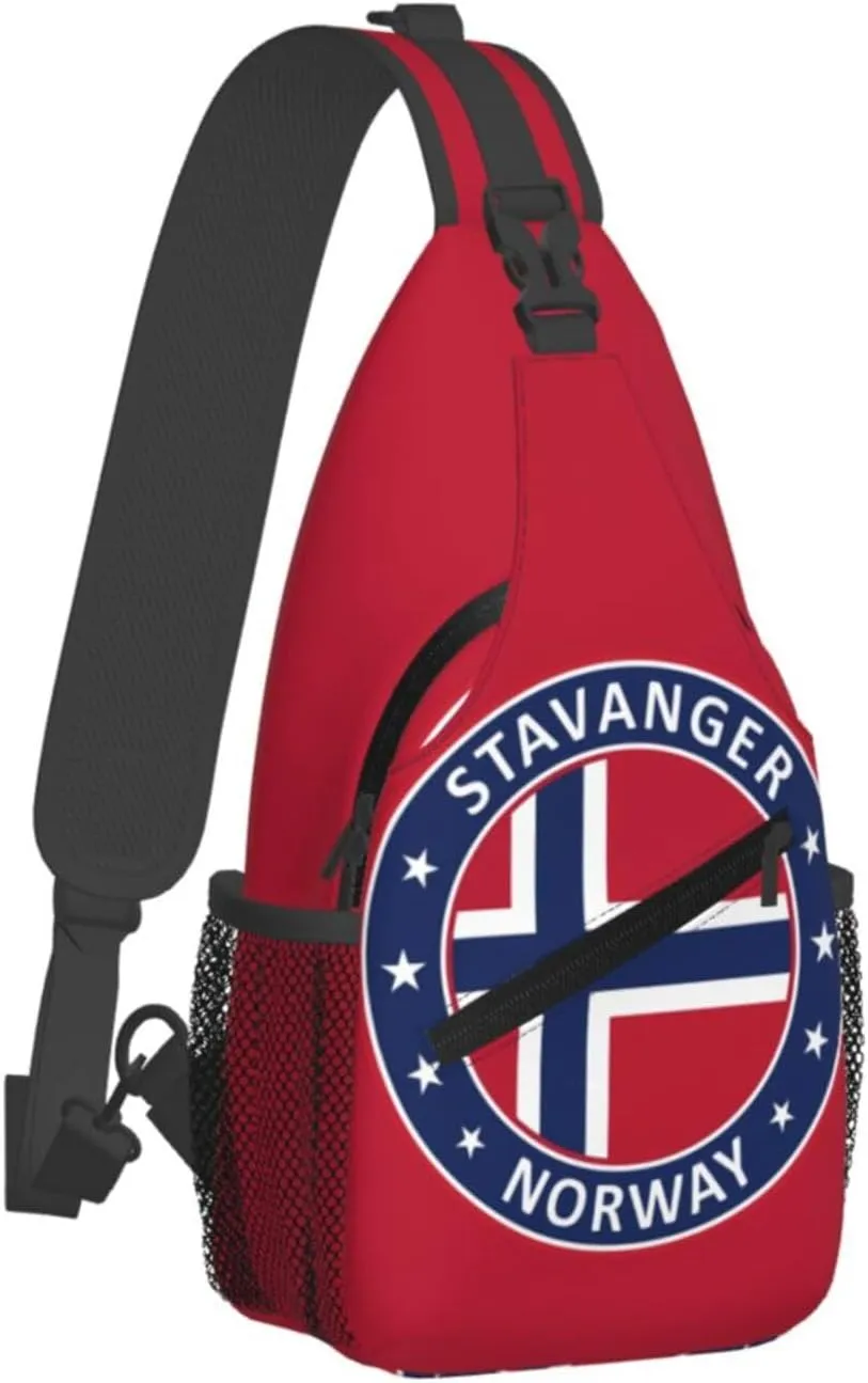 Norway Norwegian Flag Crossbody Bags Sling Backpack Cross Chest Bag Sports Shoulder Bag Gym Fanny Pack Adjustable Cycling Daypack Diagonally Rucksack for Running