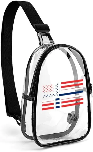 Norway U.S Flag Unisex Small Sling Bag Transparent Chest Pack Travel Hiking Crossbody Bag