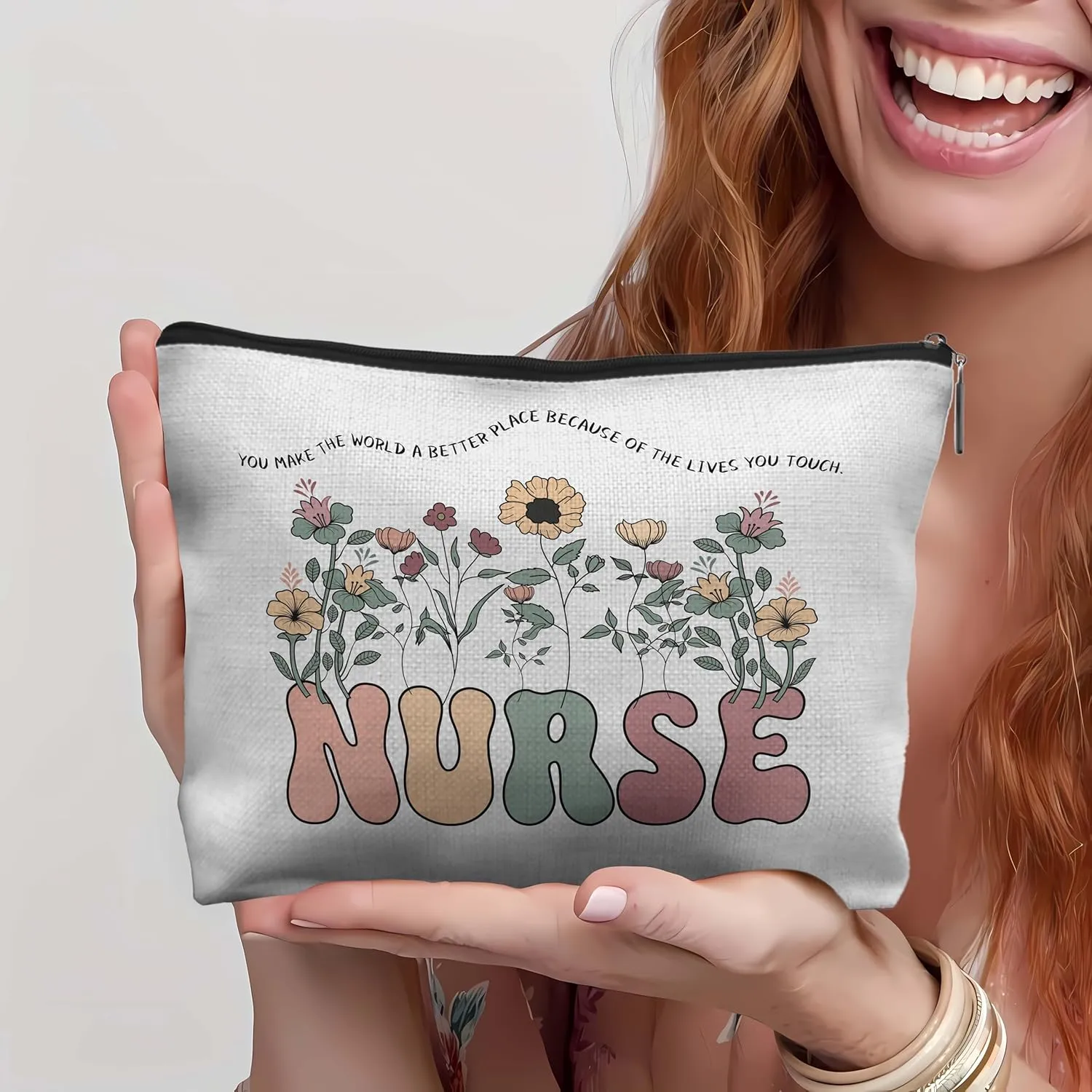 Nurse Flower Makeup Bag,Nurse Practitioner Gifts for Women,Nurse Cosmetic Bag,Nursing Student Gifts,Nursing Gifts for New Grad Nurses,Nurse Graduation Gift,Nurse Pouch