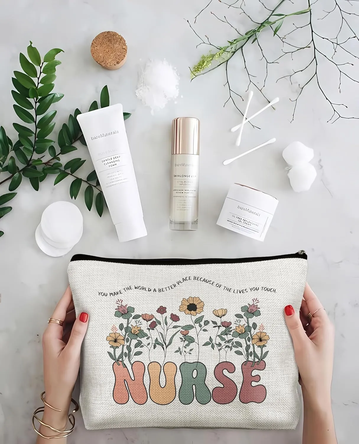 Nurse Flower Makeup Bag,Nurse Practitioner Gifts for Women,Nurse Cosmetic Bag,Nursing Student Gifts,Nursing Gifts for New Grad Nurses,Nurse Graduation Gift,Nurse Pouch