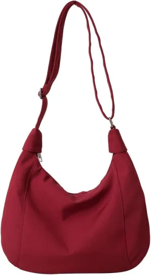 Nylon Crescent Crossbody Bag with Multiple Zippered Pockets, Stylish Hobo Bag, Ideal for Daily Use & Outings