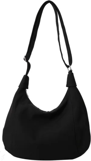 Nylon Crescent Crossbody Bag with Multiple Zippered Pockets, Stylish Hobo Bag, Ideal for Daily Use & Outings