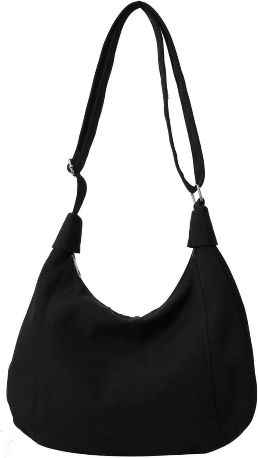 Nylon Crescent Crossbody Bag with Multiple Zippered Pockets, Stylish Hobo Bag, Ideal for Daily Use & Outings