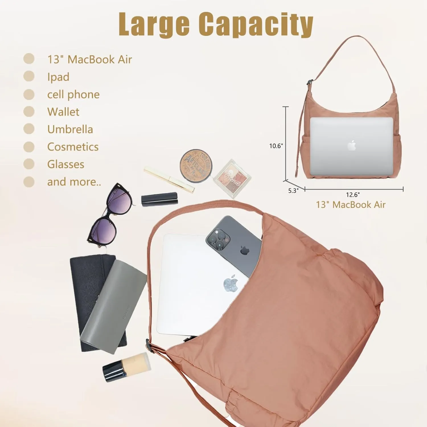 Nylon Hobo Crossbody Bags Lightweight Shoulder Bag Casual Work Travel Handbags 2025 Trendy with Adjustable Quilted Strap