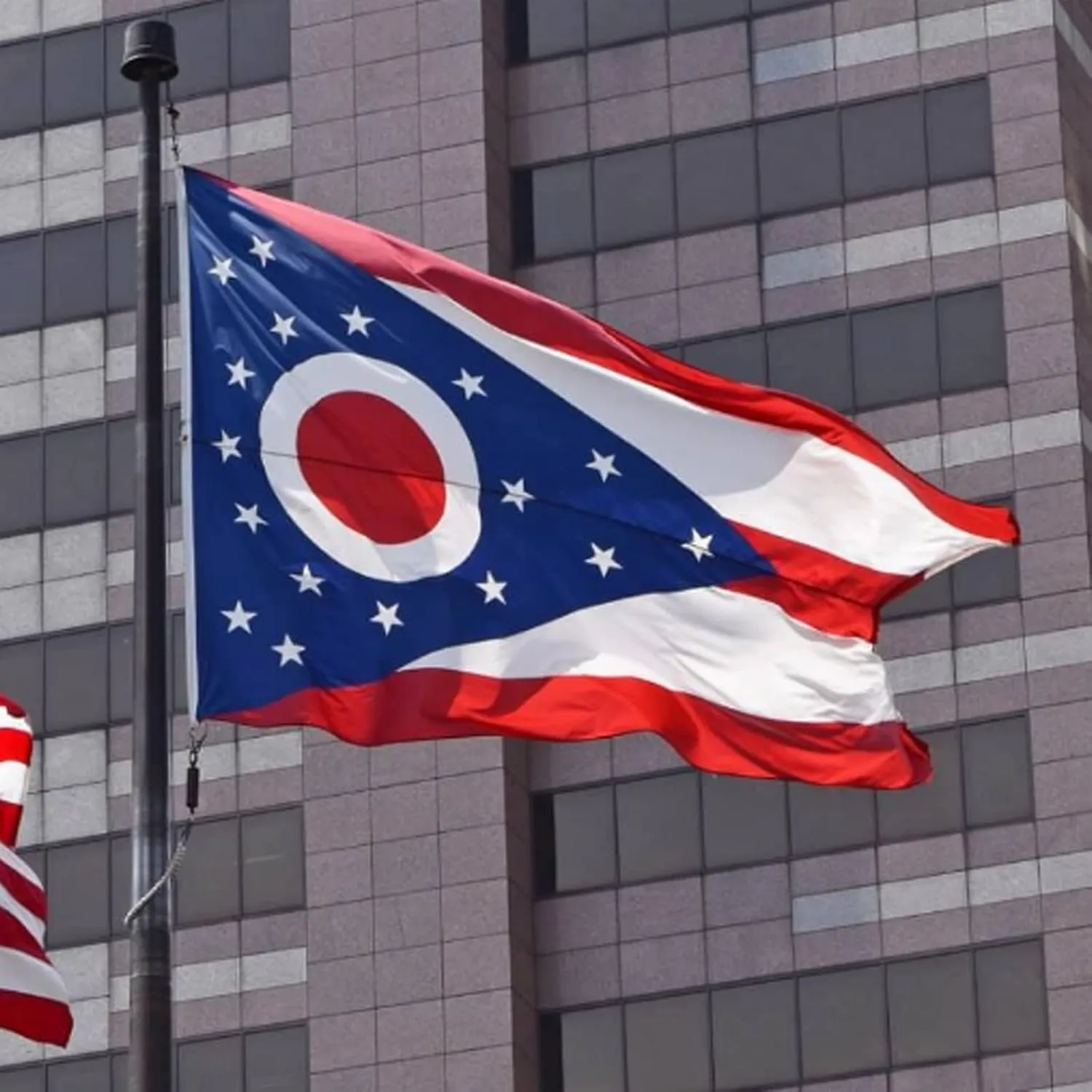 Ohio State Flag 3x5 Outdoor Double Sided - Heavy Duty State of Ohio Flags Banner with 2 Brass Grommets 4 Rows Stitched