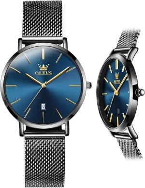 OLEVS Women's Mesh Bracelet Watch, Elegant Large Face Three Hand Analog Quartz Womens Wristwatch, Pretty Slim Date Display Waterproof Ladies Watches for Small Wrists