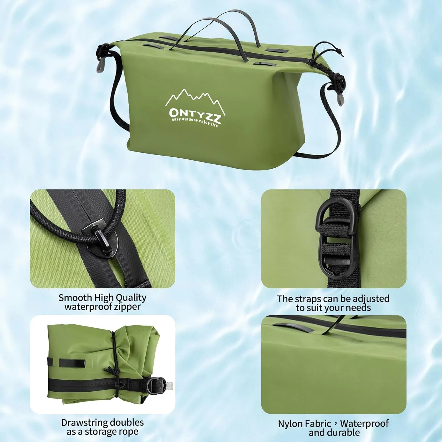 ONTYZZ Travel Toiletry Bag Makeup Bag with Handle Waterproof Cosmetic bag with strap for Toiletries Carry-on Travel Accessories Essentials,1 Green