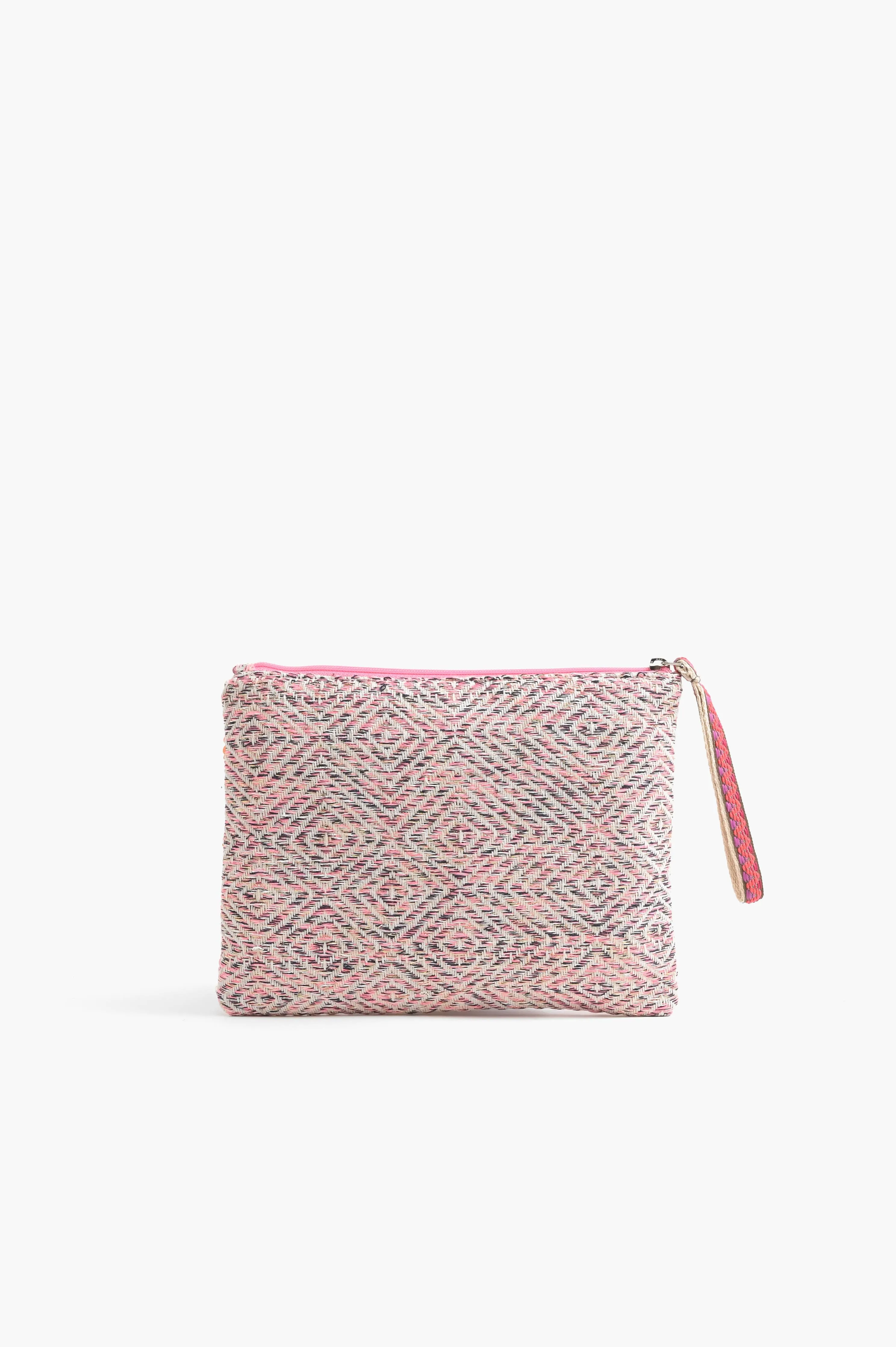 Orange to Mauve Ombre Embellished Top Zip Clutch