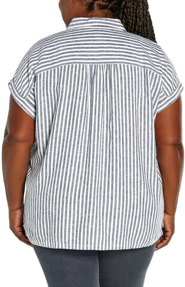 Orvis Tops for Women - Linen Blend Womens Short Sleeve Shirts - Button-Up with Collar - Dressy Casual