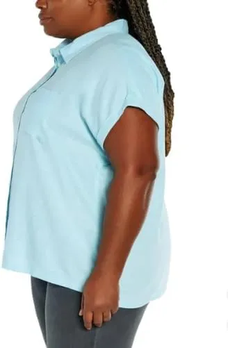 Orvis Tops for Women - Linen Blend Womens Short Sleeve Shirts - Button-Up with Collar - Dressy Casual